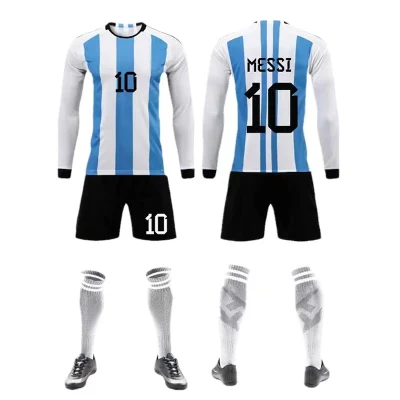 Custom Made Haute Qualité Poids Léger Argentine Football Uniforme Équipe De Football Kits Hommes Maillot De Football Costume