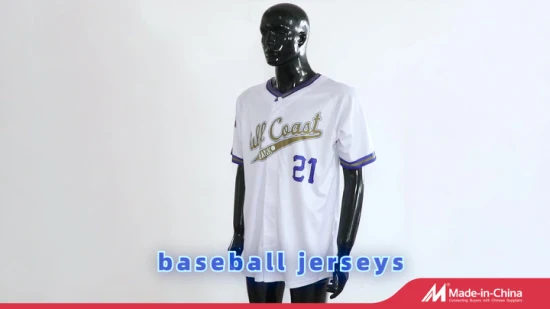 Vente chaude conception personnalisée Sublimation broderie lettre motif chemises col en V hommes pull Baseball Jersey