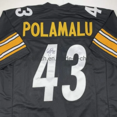Maillot de football américain personnalisé Troy Polamalu Pittsburgh noir dédicacé