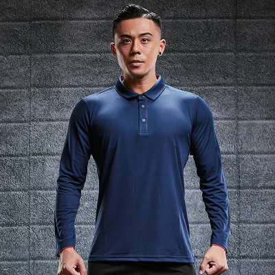 Commerce de gros 100 % polyester Golf Shirt hommes vêtements de sport respirant à manches longues polos