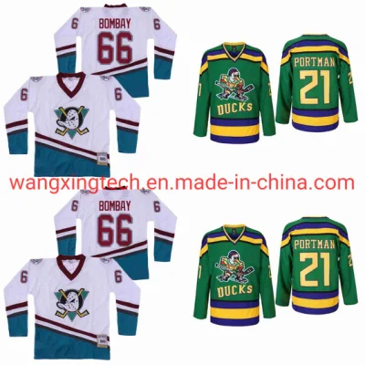 Anaheim Mighty Ducks Film 21 Dean Portman 66 Gordon Bombay Maillots de hockey sur glace vintage